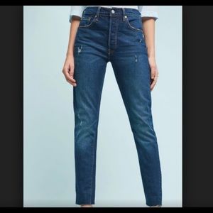 501 stretch skinny raw hem